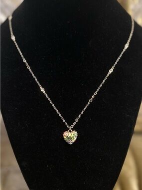 NWT! COACH Rainbow Signature Quilted Heart Pendant Necklace